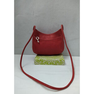Fossil Red Leather Zipper Closure Small Crossbody Bag